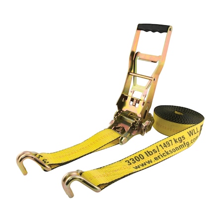 Erickson 2"X30Ft 10,000 lb "The Multiplier" Ratchet Strap w/ Dbl J Hks Bulk 58511